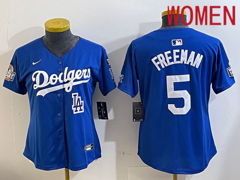Women Los Angeles Dodgers #5 Freeman Blue Game 2024 Nike MLB Jersey style 11219->women mlb jersey->Women Jersey